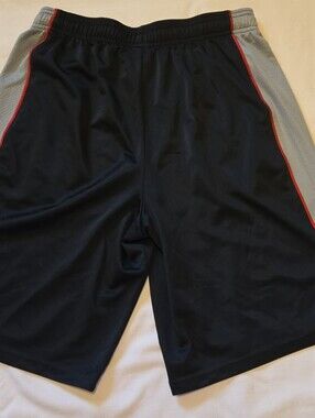 Champion Black Athletic Shorts with Gray Panels & Red Piping